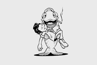 design exceptional fish holding man logo