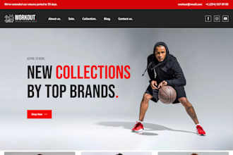 design sport wear shopify store sport accessories store sport wear website