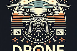 design high quality vintage drone logo with t shirt design