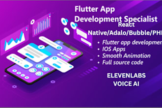 develop next gen apps flutter react native bubble PHP adalo elevenlabs ai voice