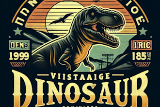 design high quality vintage dinosaur logo with t shirt design