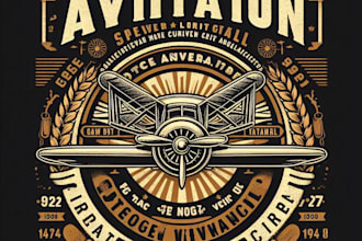 design high quality vintage aviation logo with t shirt design