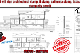 sign architectural stamp, fl stamp, california stamp, texas stamp city permit