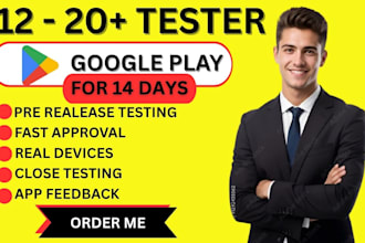 test your android app with 20 real users,  google play testing, bug report, VA