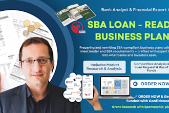 prepare ,rewrite an sba business plan for the sba loan, investor pitch deck