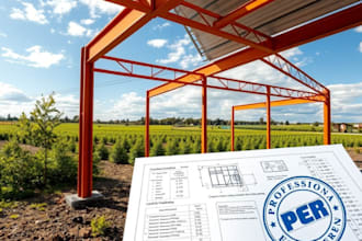 design and analysis steel structure with load calculation and pe stamp