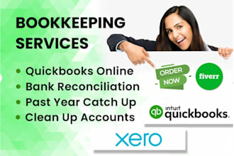 do setup, bookkeeping and reconciliation in quickbooks online, xero