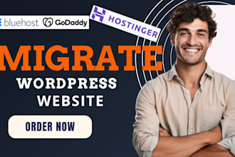 migrate and set up your wordpress website to godaddy, hostinger, siteground