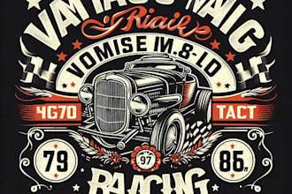 design high quality vintage racing t shirt logo with  t shirt design