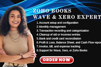 setup and manage bookkeeping in wave, xero, and zoho books for your business
