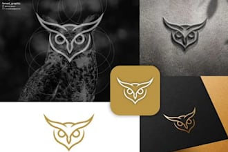 custom owl logo design smart, stylish unique