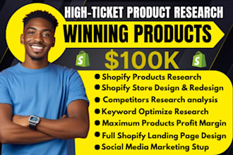 expertly research for shopify high ticket winning products with 5k plus price