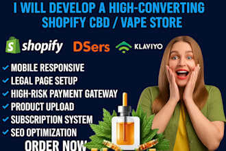develop shopify dropshipping store cbd oil hemp cannabis vape ecommerce website