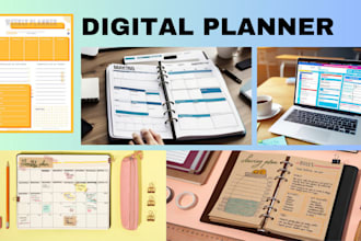 design digital planner, hyperlinked planner, notebook, journals, notebook cover