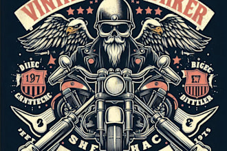 design high quality vintage mc biker logo with t shirt design