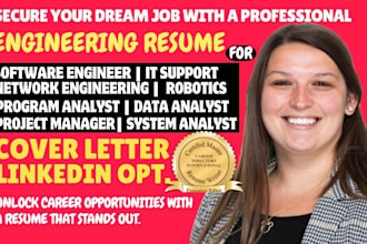 write resume for industrial engineering product, IT data, project manager and CV