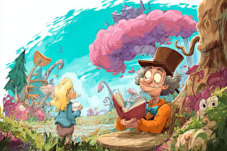 do cartoon book illustrations and children book cover
