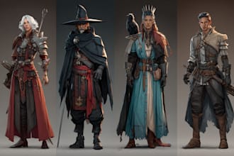 draw concept art, character illustrations and environment