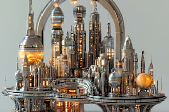 do concept art illustration of science fiction city art