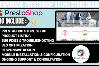 set up your prestashop store, list products, fix bugs, and boost SEO ranking