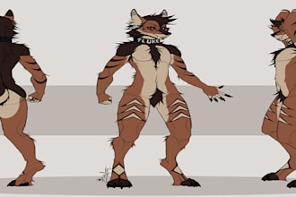 draw furry character reference sheet, anthro nsfw oc, fursona art, for fursuit