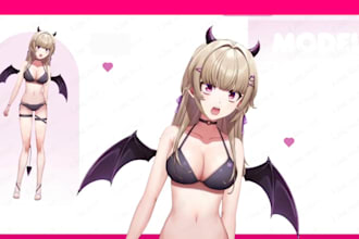 do 2d vtuber model, live2d model, character design, live2d rigging, anime