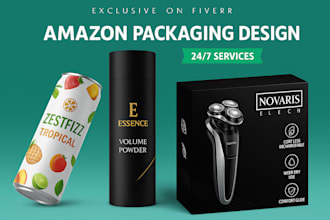 design professional product packaging design amazon box, label and pouch