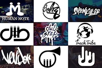 design your business typography dj band music, text company logo for you