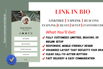 set up your social media bio link page linktree, beacons for your brand