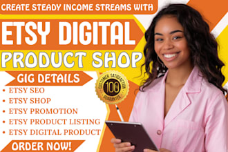 set up etsy digital products shop, etsy SEO listing, etsy digital product design