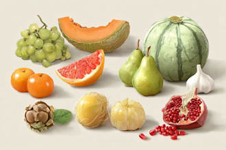 illustrate digitally realistic fruits or veggies