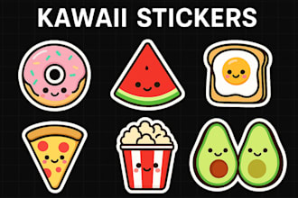 draw custom kawaii doodle cartoon stickers design
