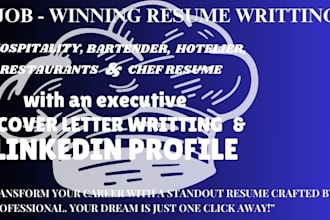 write hospitality, chef, waiter, and bartender resume