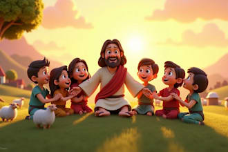 design 3d christian children book illustration bible theme story book, kids book