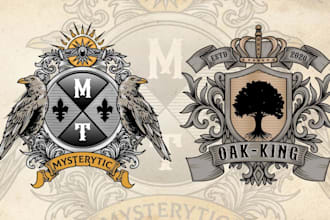 do  unique luxury modern heraldic, family crest coat of arms logo design