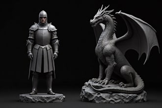 sculpt 3d model character action figure toys stl for 3dprinting and rendering