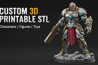 sculpt custom 3d printable character, action figure toy stl, rendering