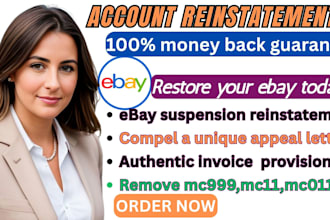 remove ebay account suspension,fix bad buyer experience, and write appeal letter