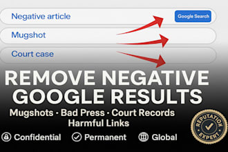 delete harmful articles, mugshot post, and negative links from google