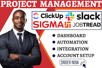 setup jobtread sigma automation slack integration clickup project management va