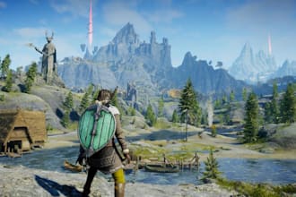 3d game environment, open world, fantasy landscape, castle, forest environment