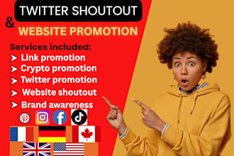 do twitter shoutout, website promotion and any link promotion to active audience