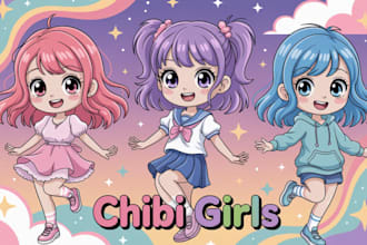 draw custom cute anime chibi character for profile picture stream for sticker