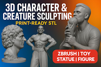 sculpt 3d character, toy action figure, articulated statue stl for 3d printing