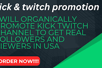 organically promote kick twitch channel to get real followers and viewers in USA