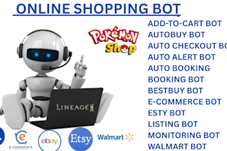 do walmart bot, ebay bot, esty bot, pokemon bot, amazon bot, labubu bot