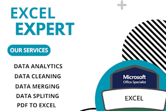 merge, split, data entry, pivot table and graphs