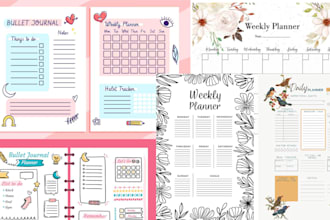 etsy hyperlink digital planner, digital journal etsy printable planner, notebook