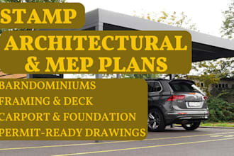 design carport and barndominium structural drawings for permit approval