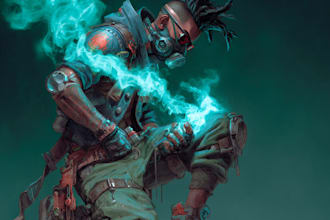 design cyberpunk and fantasy character splash art